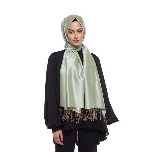 Mint Green Plain Silk Scarf