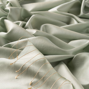 Mint Green Plain Silk Scarf - Thumbnail