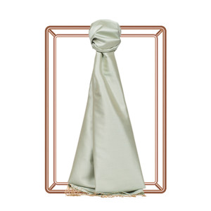 Mint Green Plain Silk Scarf - Thumbnail