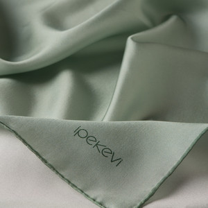 Mint Green Plain Silk Twill Scarf - Thumbnail