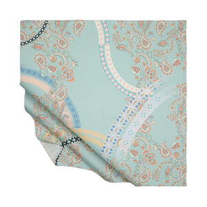 Mint Green Princess Mikasa Twill Silk Scarf - Thumbnail