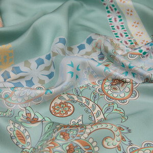 Mint Green Princess Mikasa Twill Silk Scarf - Thumbnail