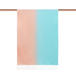 Mint Green Salmon Plain Gradient Silk Scarf - Thumbnail