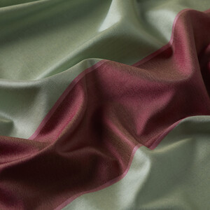 Mint Green Striped Silk Scarf - Thumbnail
