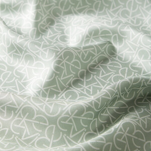 Mint Green Typo Monogram Silk Twill Scarf - Thumbnail