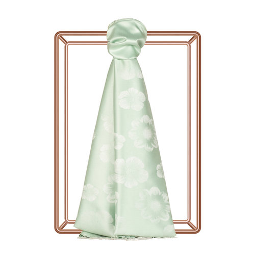 Mint Green Violet Jacquard Silk Scarf