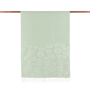 Mint Green Violet Jacquard Silk Scarf - Thumbnail