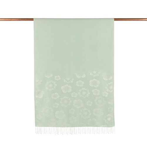 Mint Green Violet Jacquard Silk Scarf