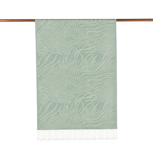 Mint Green Zebra Jacquard Silk Scarf - Thumbnail