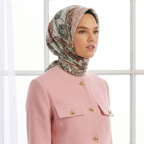 Mint Yeşili Bohem Kırkyama Tivil İpek Eşarp