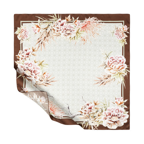 ايشارب حرير تويل تصميم ورود لون أخضر