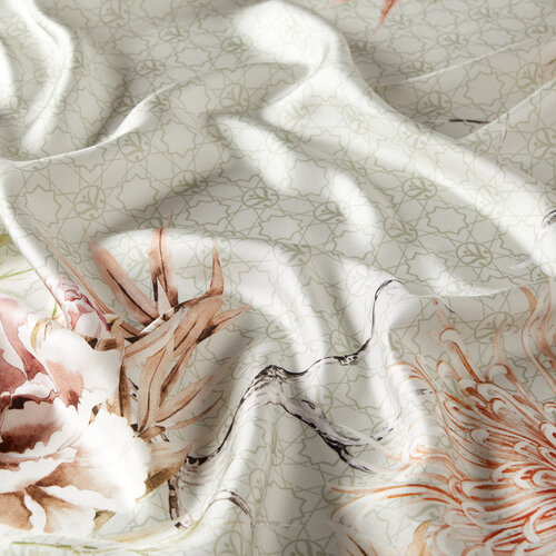 ايشارب حرير تويل تصميم ورود لون أخضر