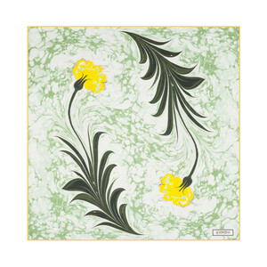 ipekevi - Mint Yeşili Karanfil Ebru Saten İpek Mendil