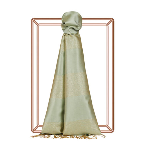 شال حرير لوريكس مخطط لون أخضر نعناعي