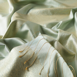 شال حرير لوريكس مخطط لون أخضر نعناعي - Thumbnail