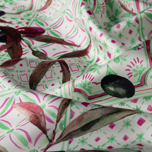 ipekevi - Mint Yeşili Zeytin Hasatı Tivil İpek Eşarp (1)