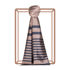 Misty Lilac Meridian Striped Silk Scarf - Thumbnail