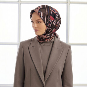 Misty Lilac Minimalist Striped Twill Silk Scarf - Thumbnail