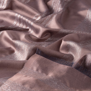 Misty Lilac Thin Lurex Striped Silk Scarf - Thumbnail