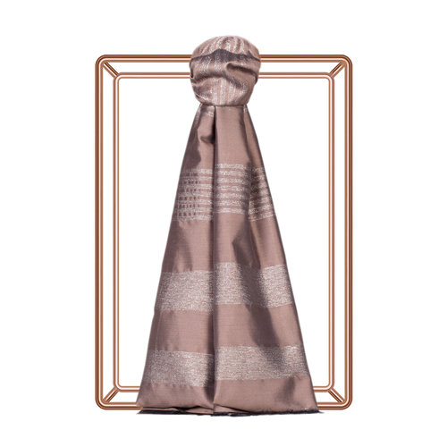 Misty Lilac Thin Lurex Striped Silk Scarf