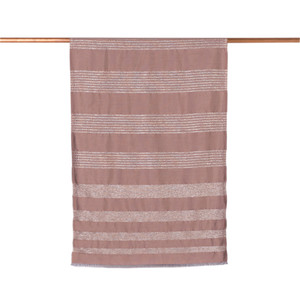 ipekevi - Misty Lilac Thin Lurex Striped Silk Scarf (1)