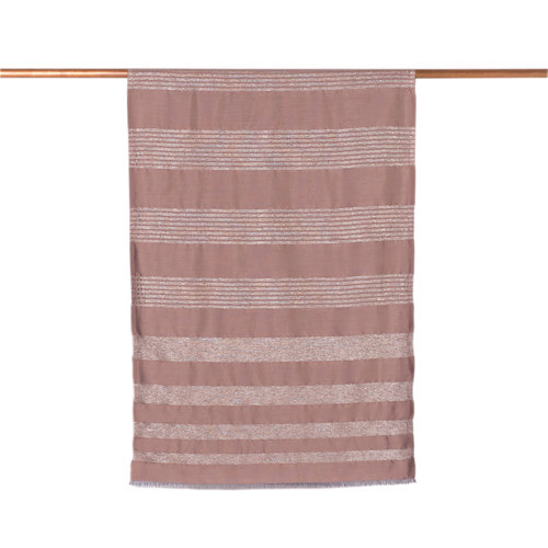 Misty Lilac Thin Lurex Striped Silk Scarf