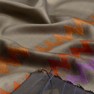 Misty Lilac Zizgag Silk Scarf - Thumbnail