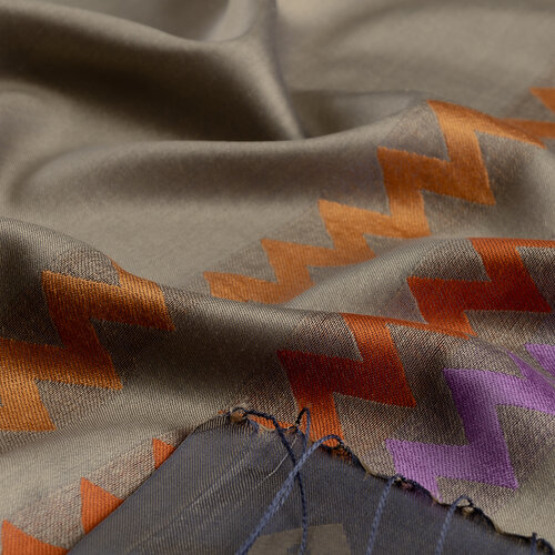Misty Lilac Zizgag Silk Scarf
