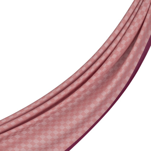 Misty Pink Checkered Wool Silk Scarf