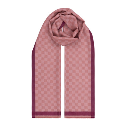 Misty Pink Checkered Wool Silk Scarf
