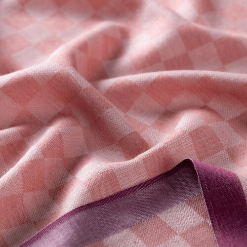 Misty Pink Checkered Wool Silk Scarf