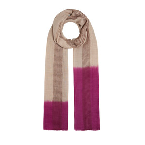ipekevi - Misty Pink Lavender Gradient Block Cord Wool Silk Scarf (1)