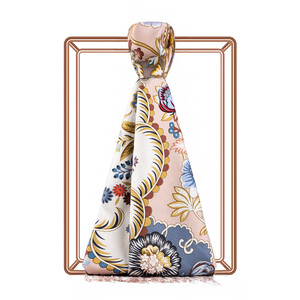 ipekevi - Misty Pink Leaf Crown Print Silk Scarf