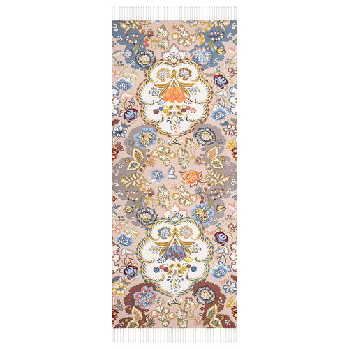 Misty Pink Leaf Crown Print Silk Scarf