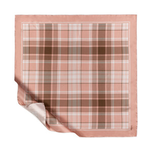 Misty Pink London Plaid Silk Twill Scarf - Thumbnail