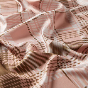 Misty Pink London Plaid Silk Twill Scarf - Thumbnail