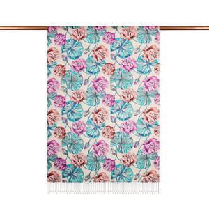 ipekevi - Misty Pink Lotus Pattern Silk Scarf (1)