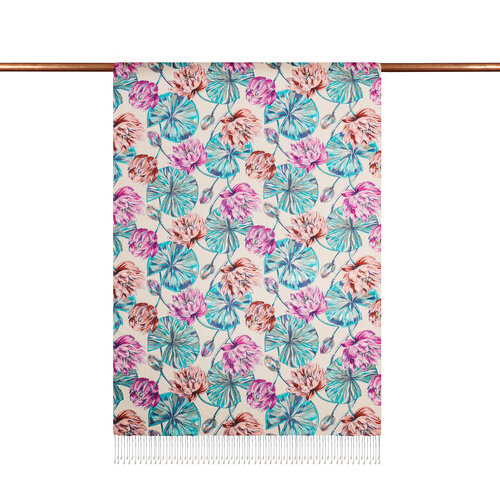  Misty Pink Lotus Pattern Silk Scarf