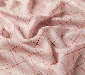 Misty Pink Lurex Square Wool Silk Scarf - Thumbnail