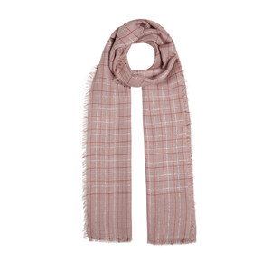 Misty Pink Lurex Square Wool Silk Scarf - Thumbnail