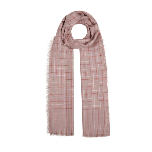 Misty Pink Lurex Square Wool Silk Scarf