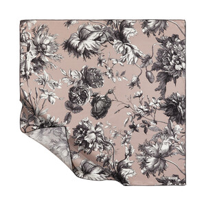 Misty Pink Vintage Garden Print Silk Twill Scarf - Thumbnail