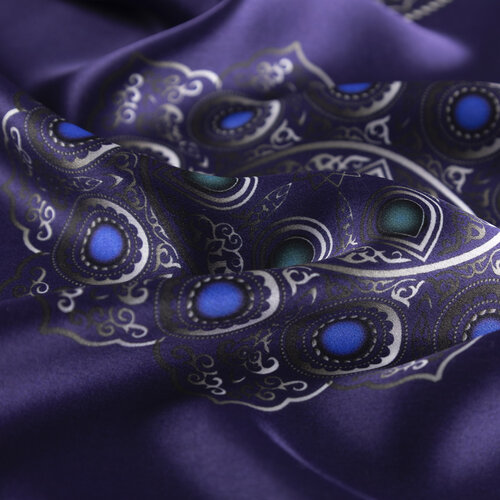 Morcivert Telkari Saten İpek Mendil