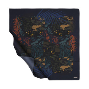 ipekevi - ايشارب حرير تويل تصميم ورود لون كحلي بنفسجي