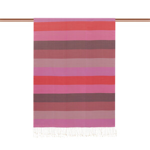 شال حرير فاخر ذو وجهين مخطط لون أحمر - Thumbnail