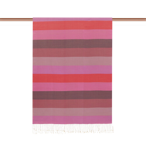 شال حرير فاخر ذو وجهين مخطط لون أحمر