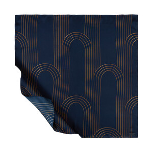 Navy Aqueduct Print Silk Twill Scarf - Thumbnail