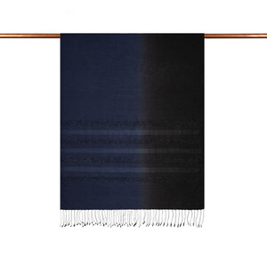  - Navy Black Mono Striped Gradient Silk Scarf (1)