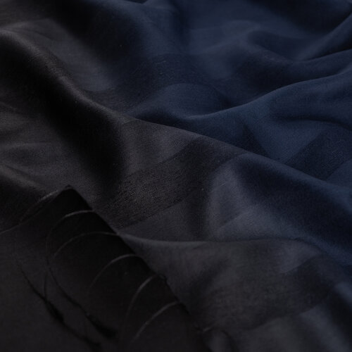 Navy Black Mono Striped Gradient Silk Scarf