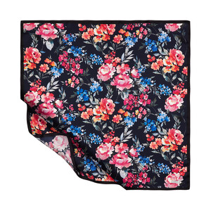 ipekevi - Navy Blooming Garden Print Silk Twill Scarf